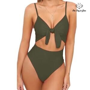 Leisup Spaghetti Strap Tie Knot One Piece Swimsuit Size XL